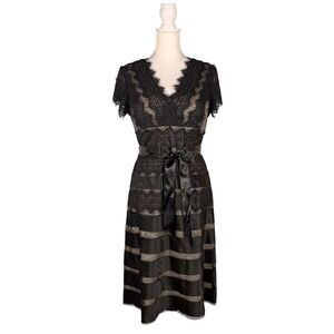 JS Collections Black Lace Dress Women's 10 A-Line Whimsigoth Midi Gothic Romance